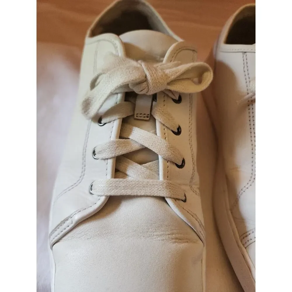 Size 10 Men's FitFlop Christophe Tumbled Leather Shoes White $130 MSRP